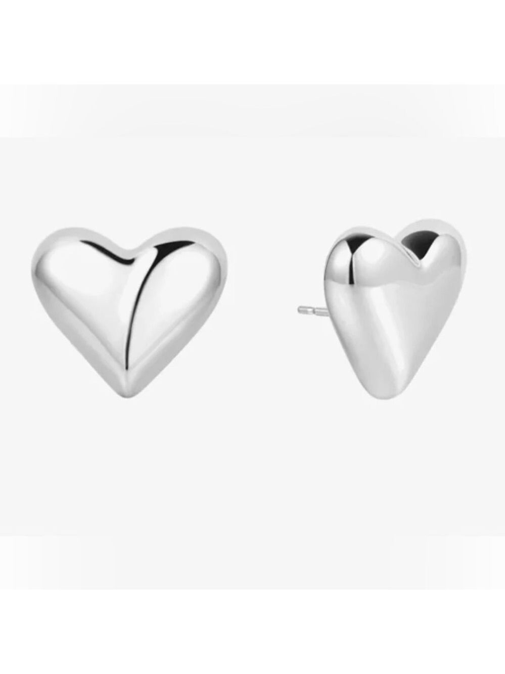 Silver Heart Stud Earrings New